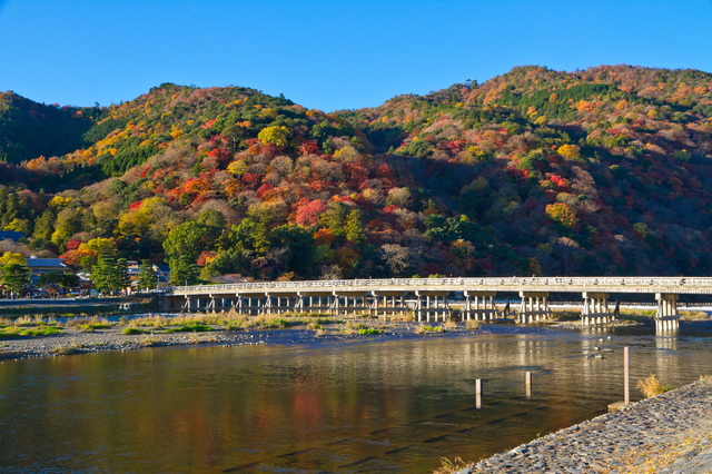 Autumn scenery of ARASHIYAMA mountains and TOGESTUKYO