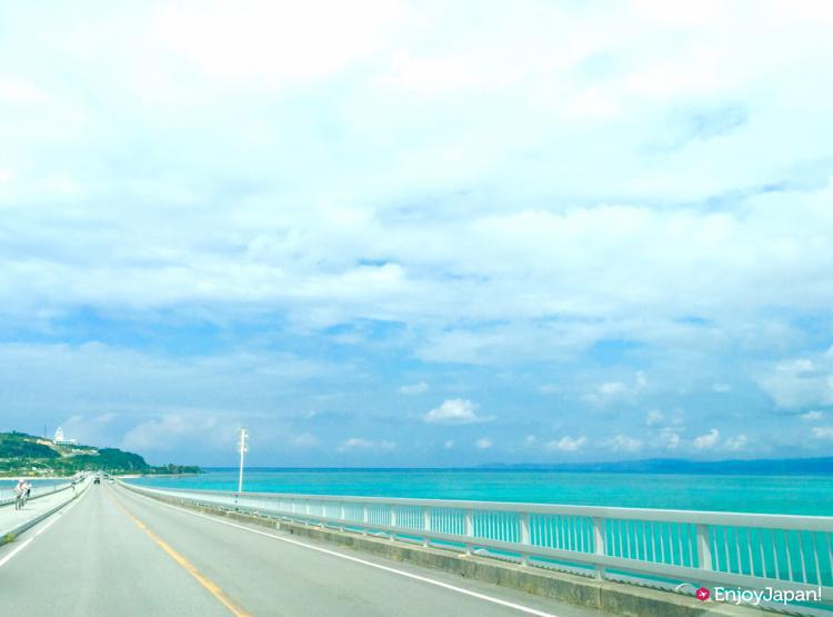 View of Kouri Ohashi Bridge and Kourijima Island