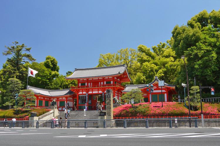 West Buddhist style gate of Yasaka jinja