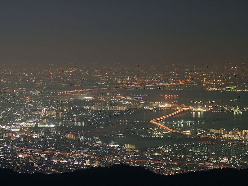 the night view of Osaka area from Rokko Garden Terrace