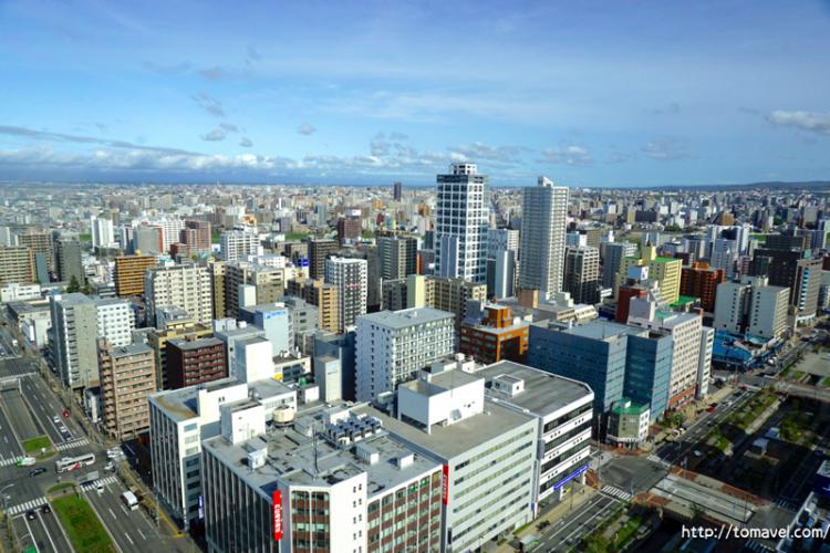 South-East view of Sapporo city from observatory floor